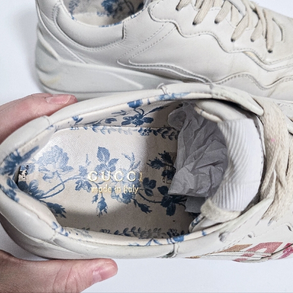 Gucci Rhyton cream chunky rainbow glitter logo casual sneakers size 36.5 - Picture 8 of 11